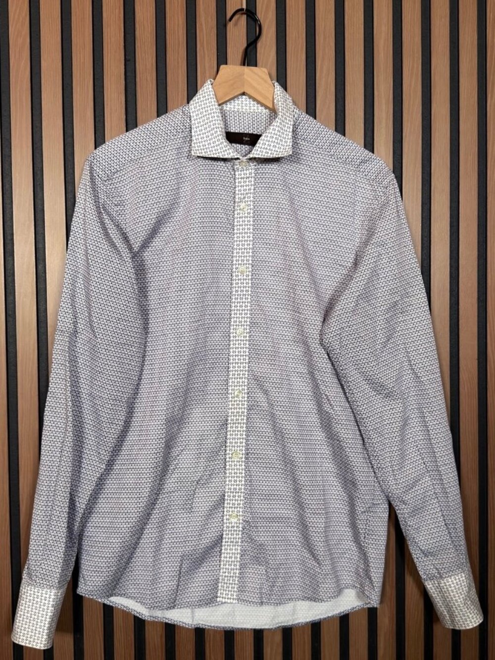 Z Zegna Dress Shirt 40 / 15 3/4 Men Purple Floral Long Sleeve Button Up Collared